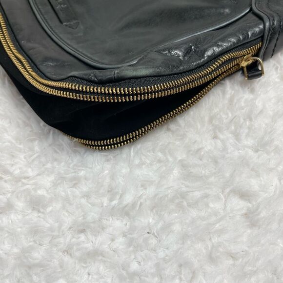 Cole Haan black soft leather shoulder with extended side to bottom zipper suede - Picture 12 of 14